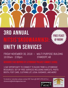 3rd Annual Nitsis’skoowaaniksi: Unity in Services @ Multi-Purpose Building, Standoff, Alberta