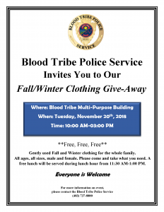 Fall/Winter Clothing Give-Away @ Blood Tribe Multi-Purpose Building