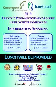 Treaty 7 Post-Secondary Summer Employer Symposium - Information Sessions (Lethbridge) @ University of Lethbridge, Iikaisskini (Low Horn) Paterson Building: PC100