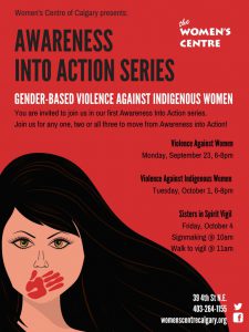 Violence Against Indigenous Women - Awareness Into Action Series @ The Women's Centre of Calgary