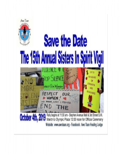 Awo Taan Healing Lodge Society presents 15th Annual Sisters In Spirit Vigil @ Stephan Avenue Mall