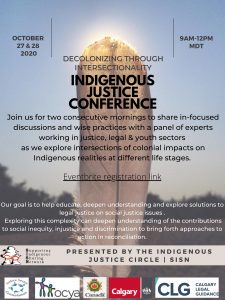 Indigenous Justice Conference | October 27-28, 2020 @ Zoom virtual platform
