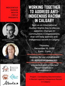 Working Together to Address anti-Indigenous racism in Calgary @ Zoom virtual platform