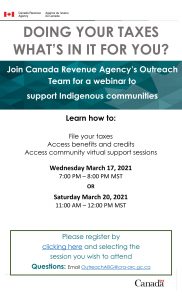 Canada Revenue Agency | Outreach Support for Indigenous Communities @ Virtual